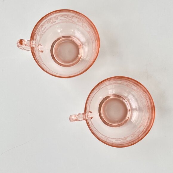 1930's Hazel Atlas Clover Leaf Depression Glass Cups - Picture 3 of 5